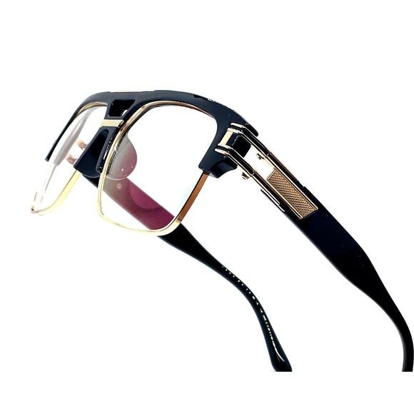 Men's Fashion Glasses Black Gold Frame Hip Hop Style Clear Lens Oversized Lentes - Picture 1 of 8